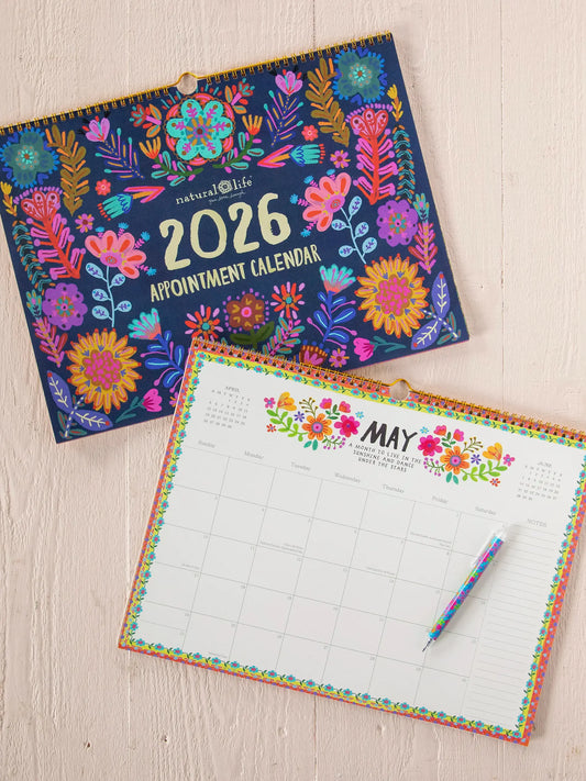 Natural Life 2026 Appointment Calendar - Blue Folk Flower