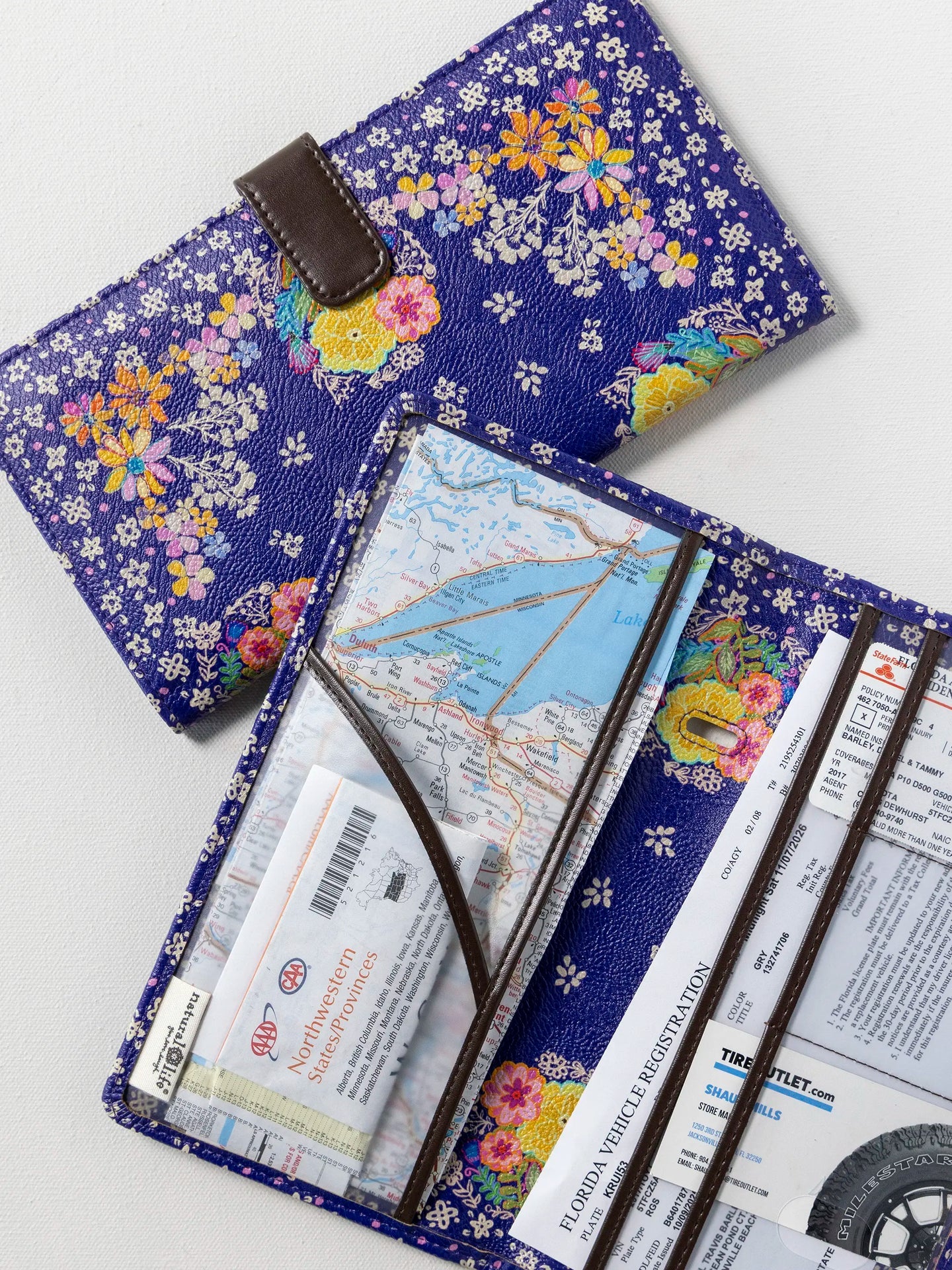 Natural Life Car Document Holder - Bandana Navy