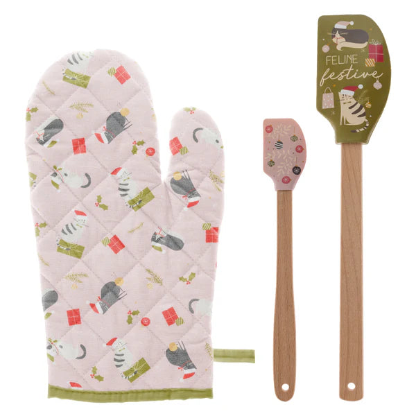 Holiday Oven Mitt & Spatula Set - Cat