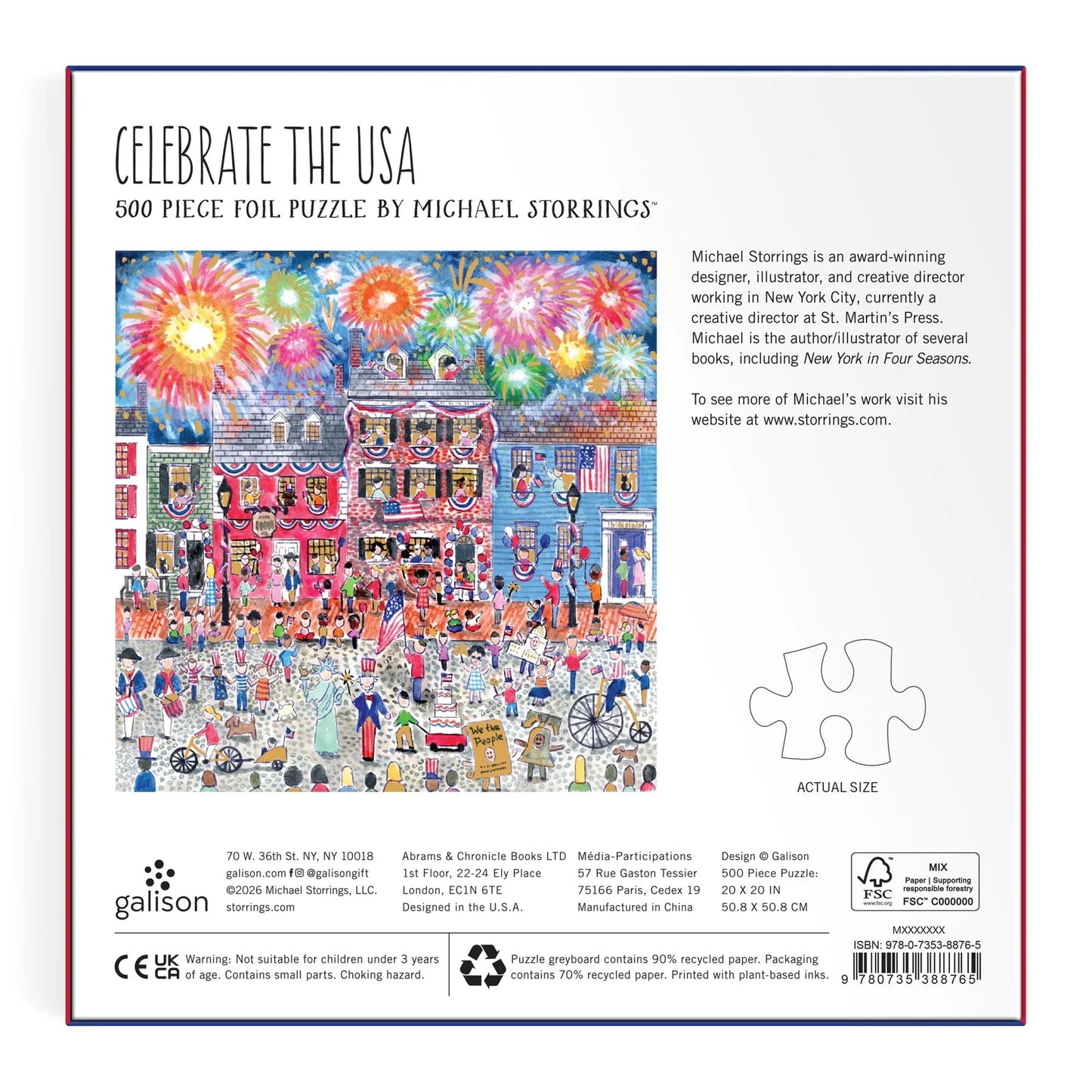 Celebrate The USA 500 Piece Foil Jigsaw Puzzle
