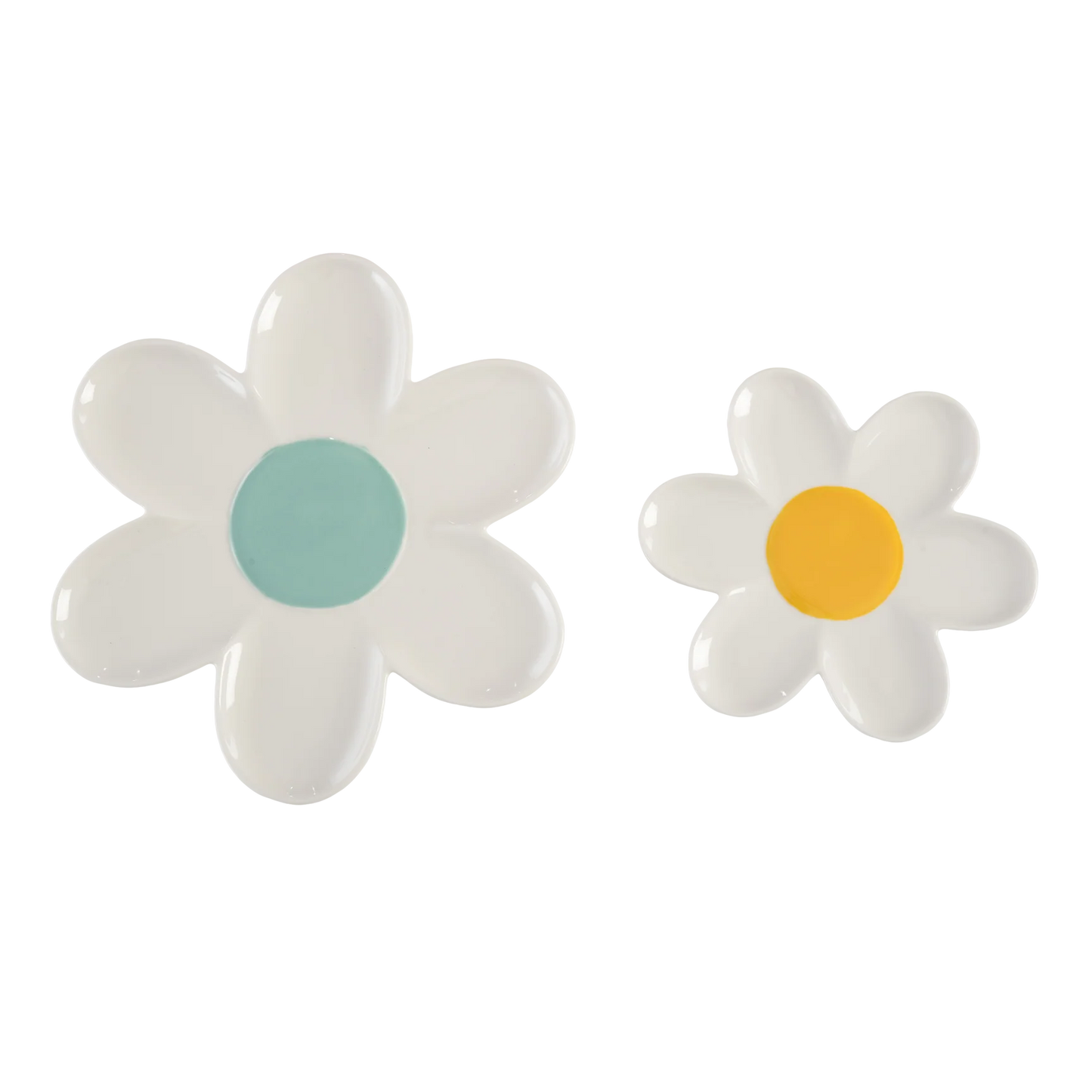 Ceramic Daisy Platters Set of 2