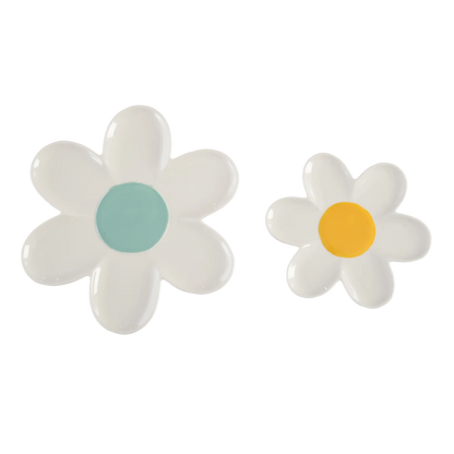 Ceramic Daisy Platters Set of 2