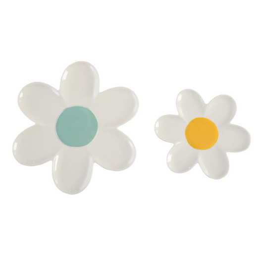 Ceramic Daisy Platters Set of 2