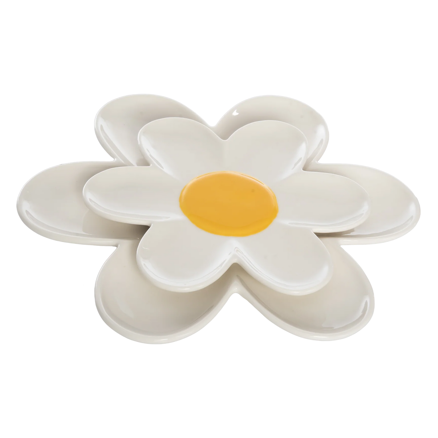 Ceramic Daisy Platters Set of 2