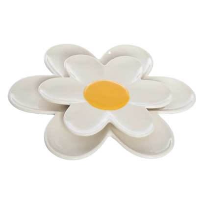 Ceramic Daisy Platters Set of 2