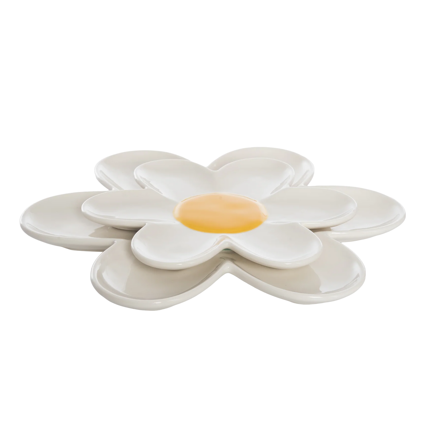 Ceramic Daisy Platters Set of 2