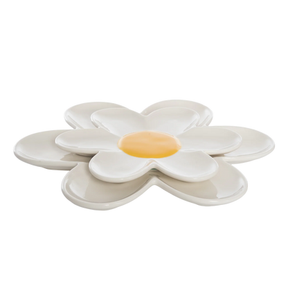 Ceramic Daisy Platters Set of 2
