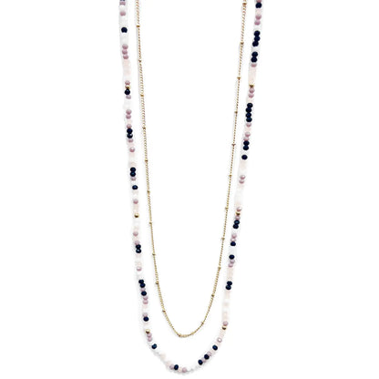 Layered Bead & Gold Necklace - Cool Tones