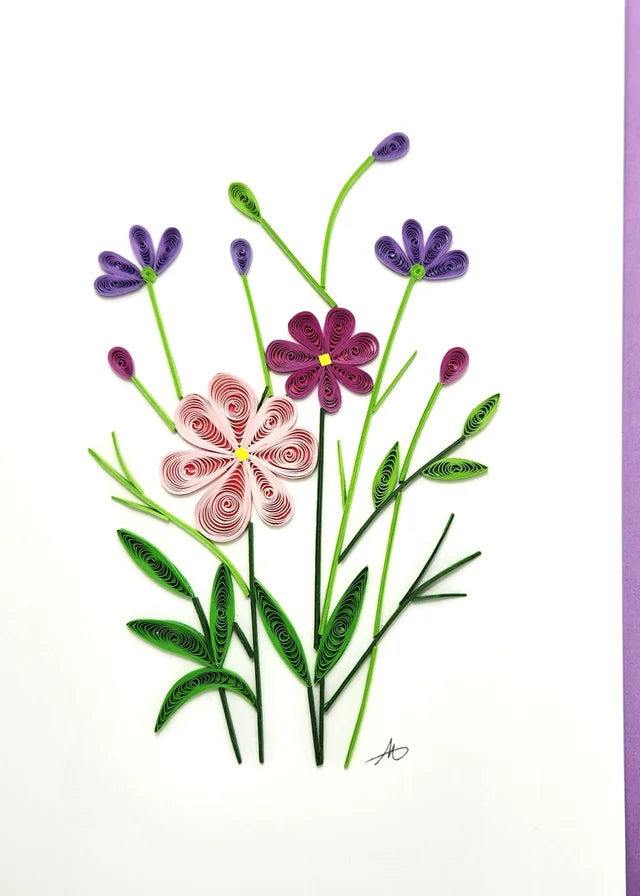 5x7 Quilled Greeting Card - Cosmos