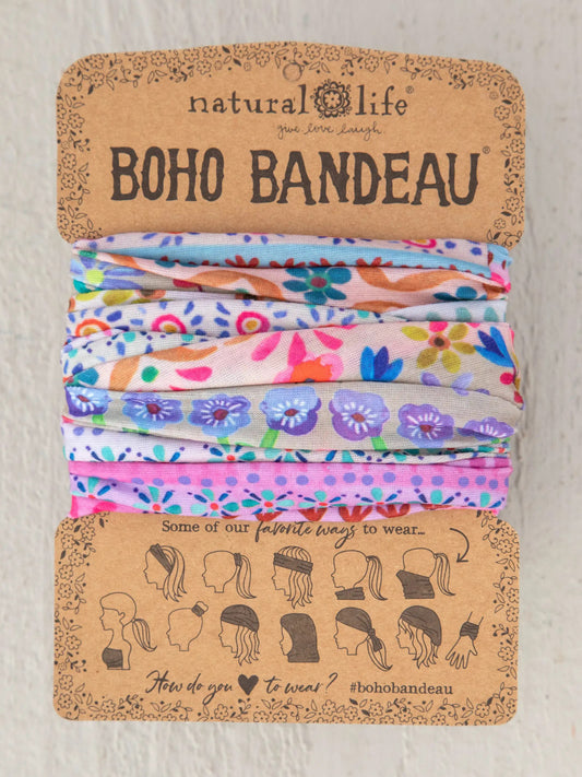 Full Boho Bandeau Headband - Cream Border