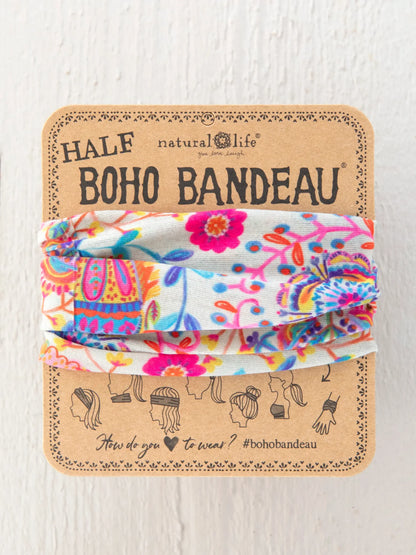 Half Boho Bandeau Headband - Cream Folk