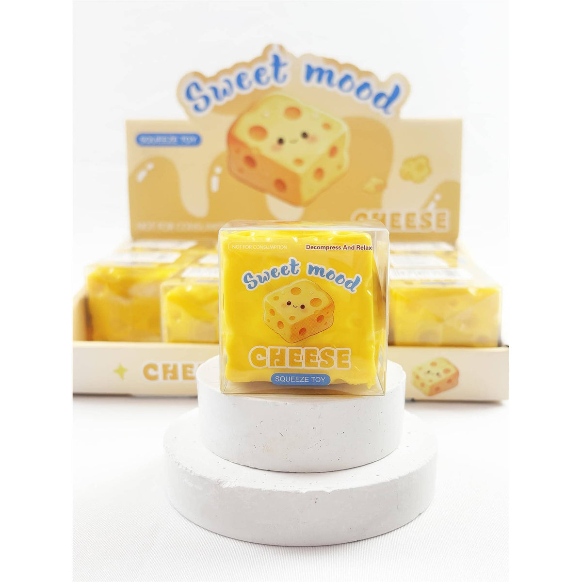 Crunchy and scented Cheese Cube Squishy Toy