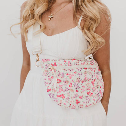 Jolie Puffer Belt Bag - Pink Floral