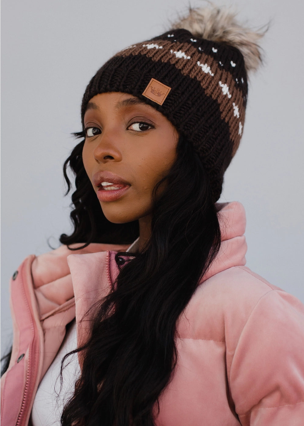 Dark Pattern Pom Hat