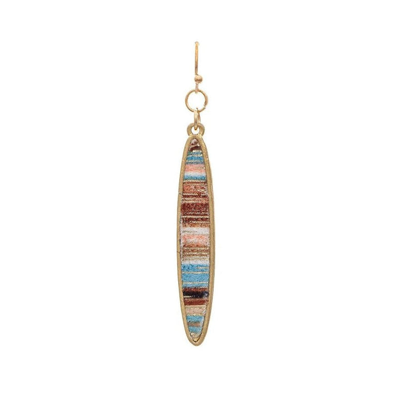 Gold Brown Multi Inlay Earrings