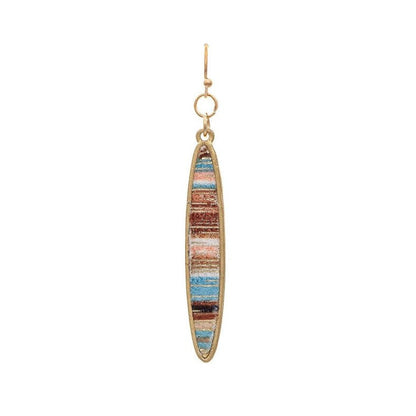 Gold Brown Multi Inlay Earrings
