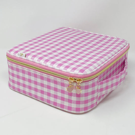 Glam Girl Cosmetic Case - Pink Gingham