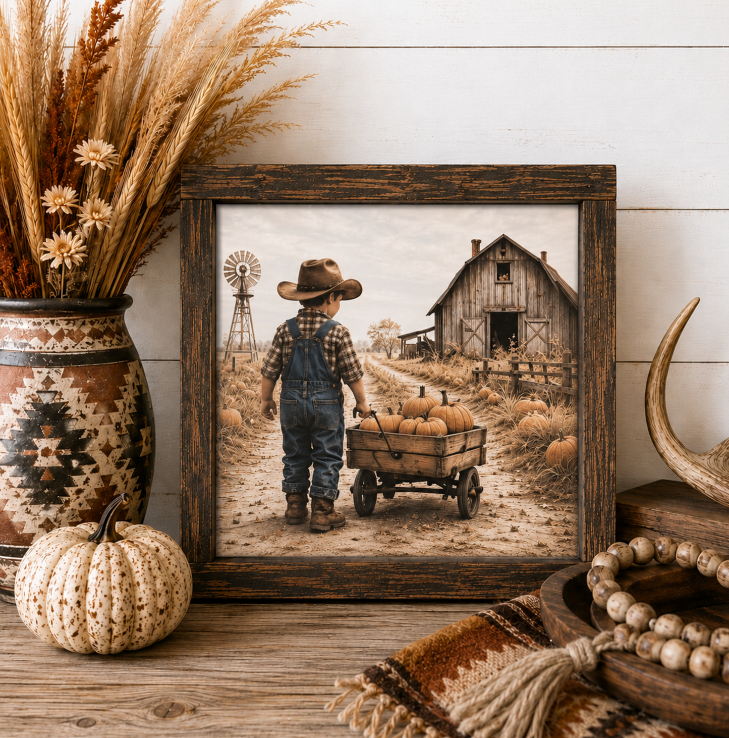 Farm Boy Day at the Pumpkin Patch Fall Farmhouse Sign 