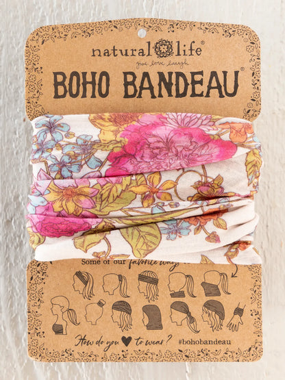 Natural Life Full Boho Bandeau Headband - Ivory English Garden