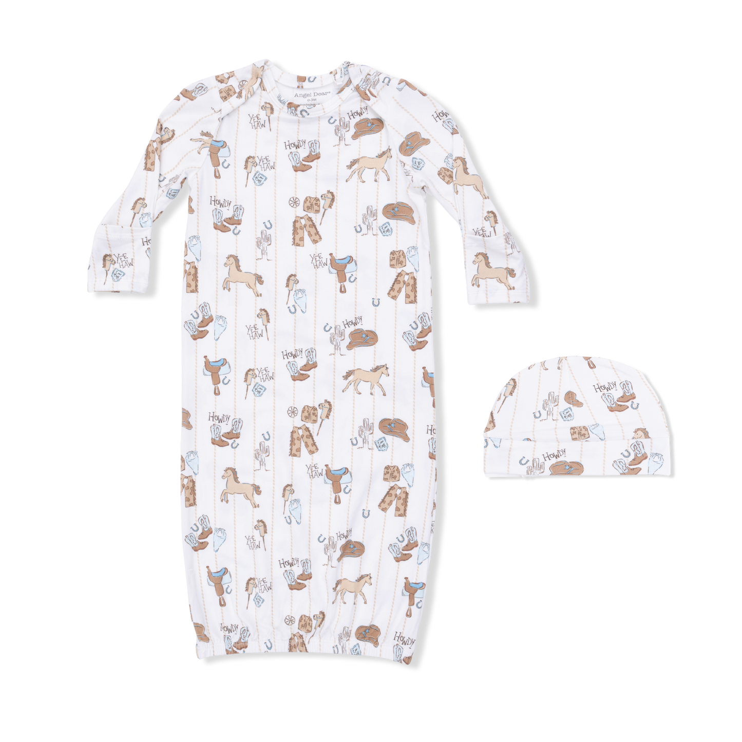 Cowboy Nursery - Lap Shoulder Gown & Beanie Hat