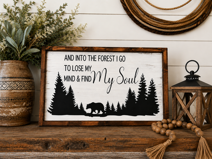 Into the forest rustic farmhouse bear sign