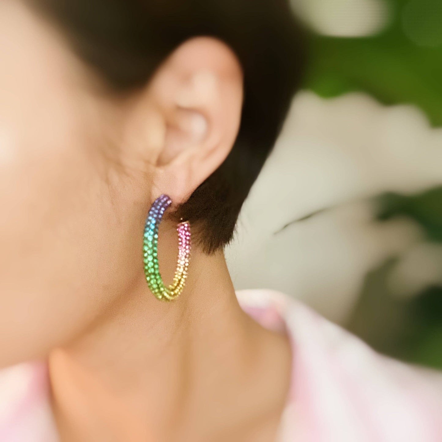 Retro Bling Hoop Earrings: Unicorn Shine