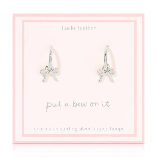 Beautiful Bows - Bow Charm Hoops - Silver