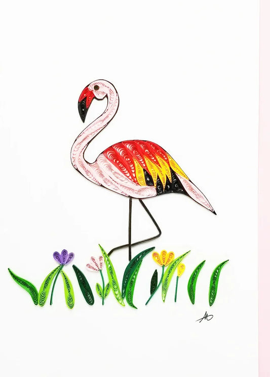 5x7 Quilled Greeting Card - Flamingo