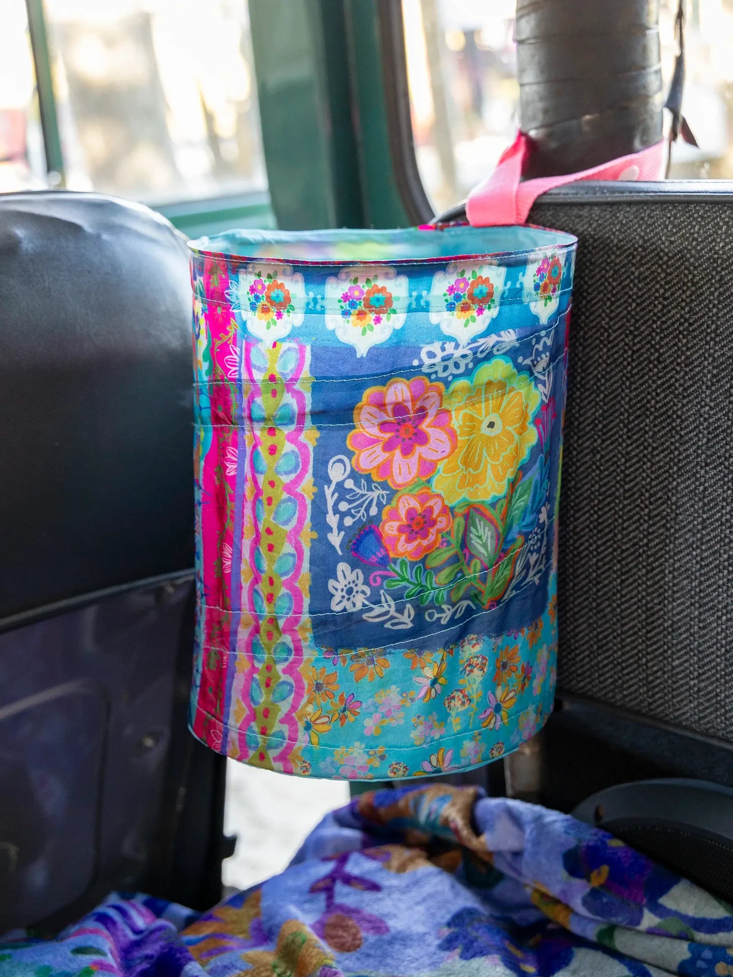 Natural Life Pop-Up Car Trash Can - Floral Patchwork