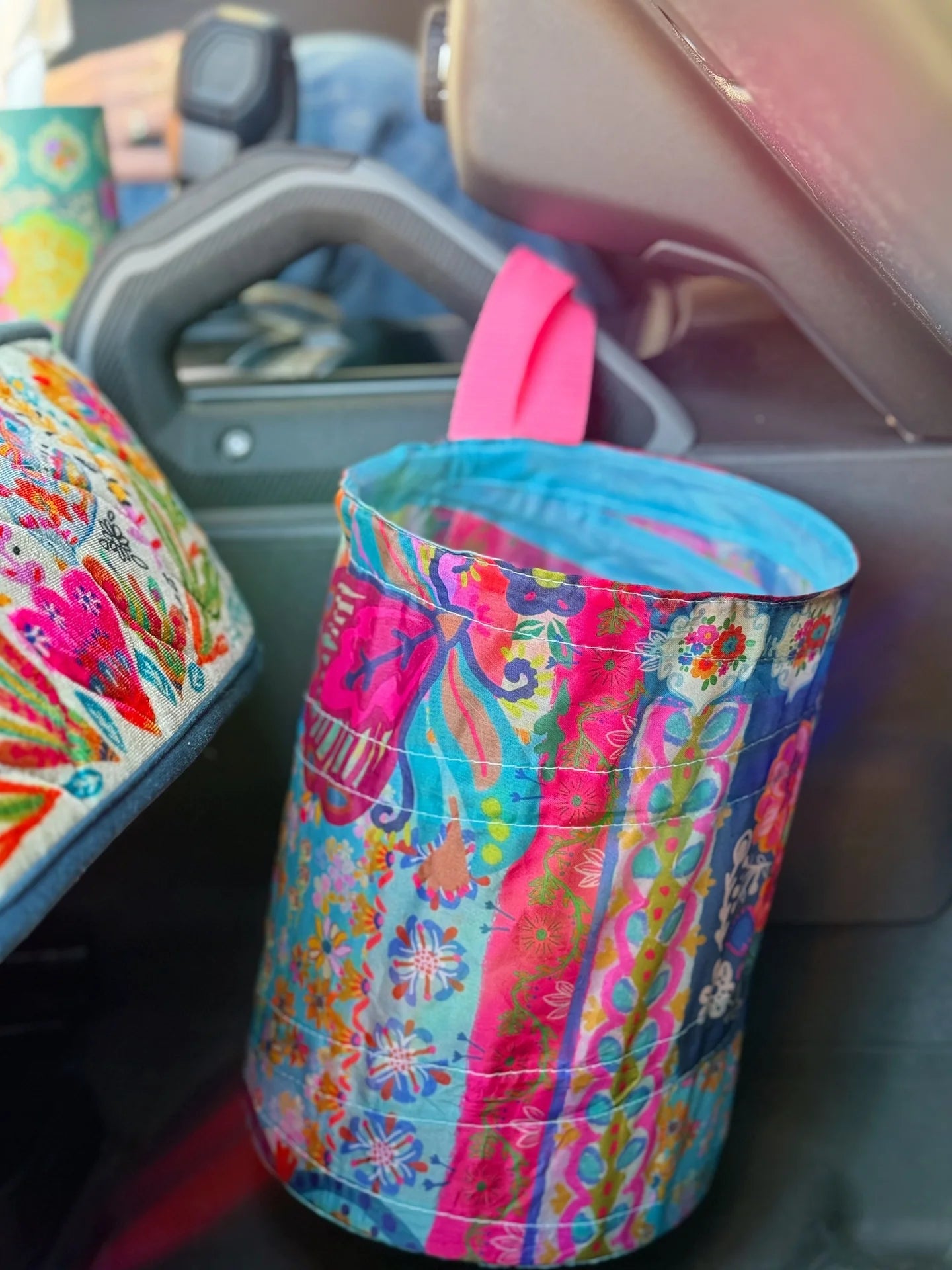 Natural Life Pop-Up Car Trash Can - Floral Patchwork