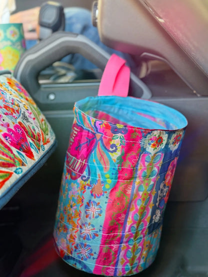 Natural Life Pop-Up Car Trash Can - Floral Patchwork