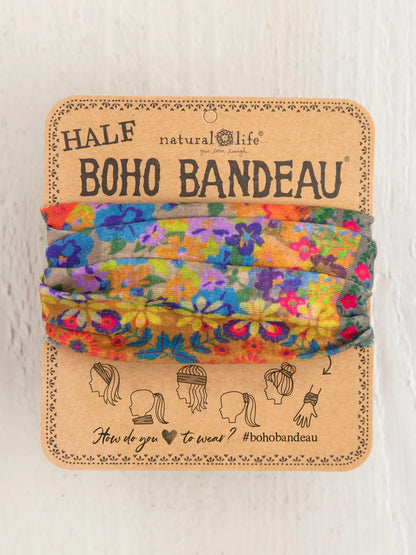 Half Boho Bandeau Headband - Folk Flower Patchwork