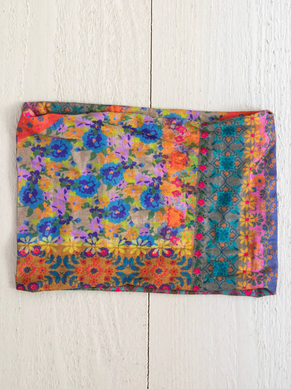 Half Boho Bandeau Headband - Folk Flower Patchwork