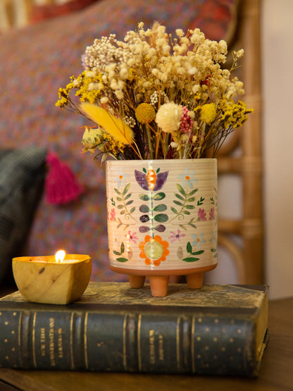 Artisan Terracotta Indoor Planter - Folk Flower