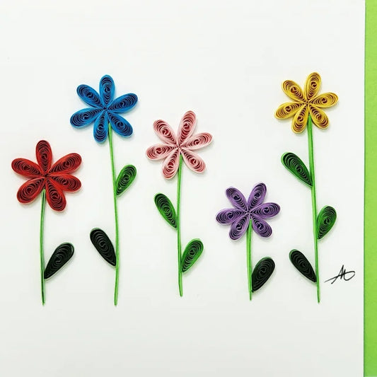 4x4 Quilled Greeting Card - Garden Flowers