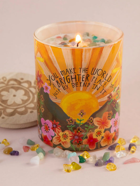 Natural Life Gemstone Candle - You Make The World Brighter