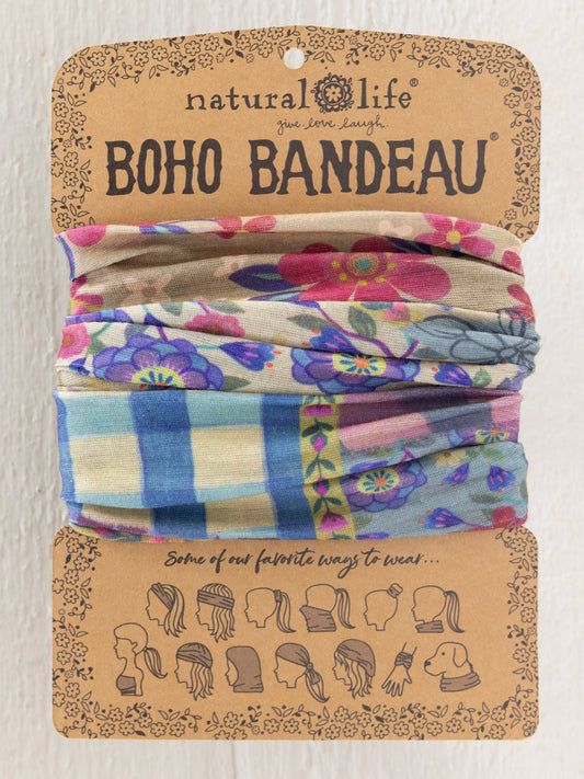 Natural Life Full Boho Bandeau Headband - Gingham Floral Patchwork