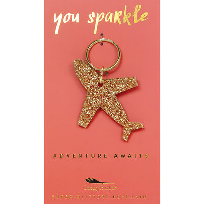 Airplane Glitter Keychain