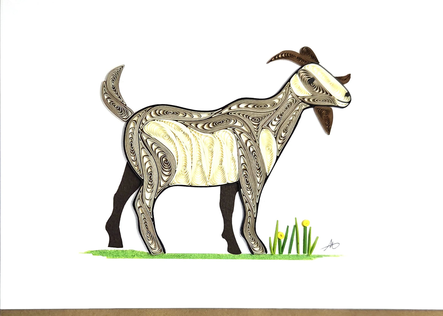 5x7 Quilled Greeting Card - Goat