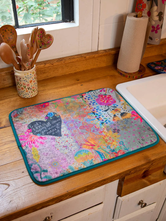 Natural Life Reversible Dish Drying Mat - God's Love