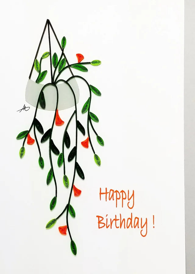 5x7 Quilled Greeting Card - Goldfish Plant