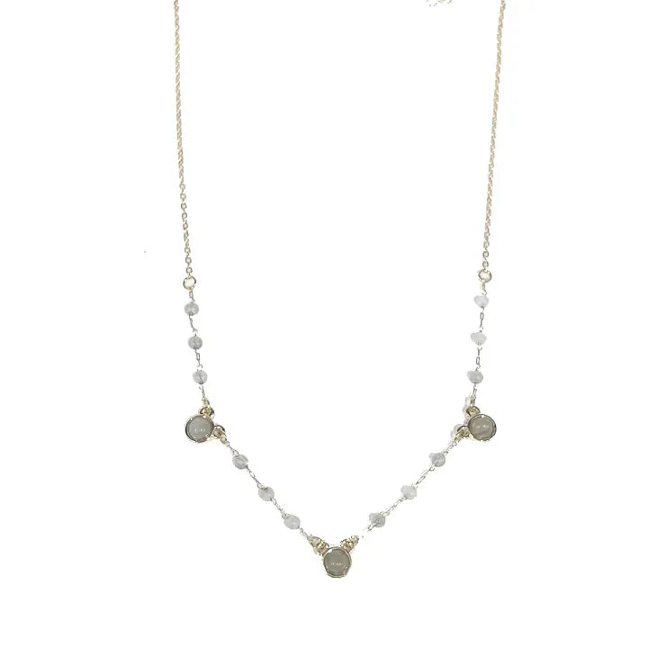 Dainty Grey Natural Stone Necklace