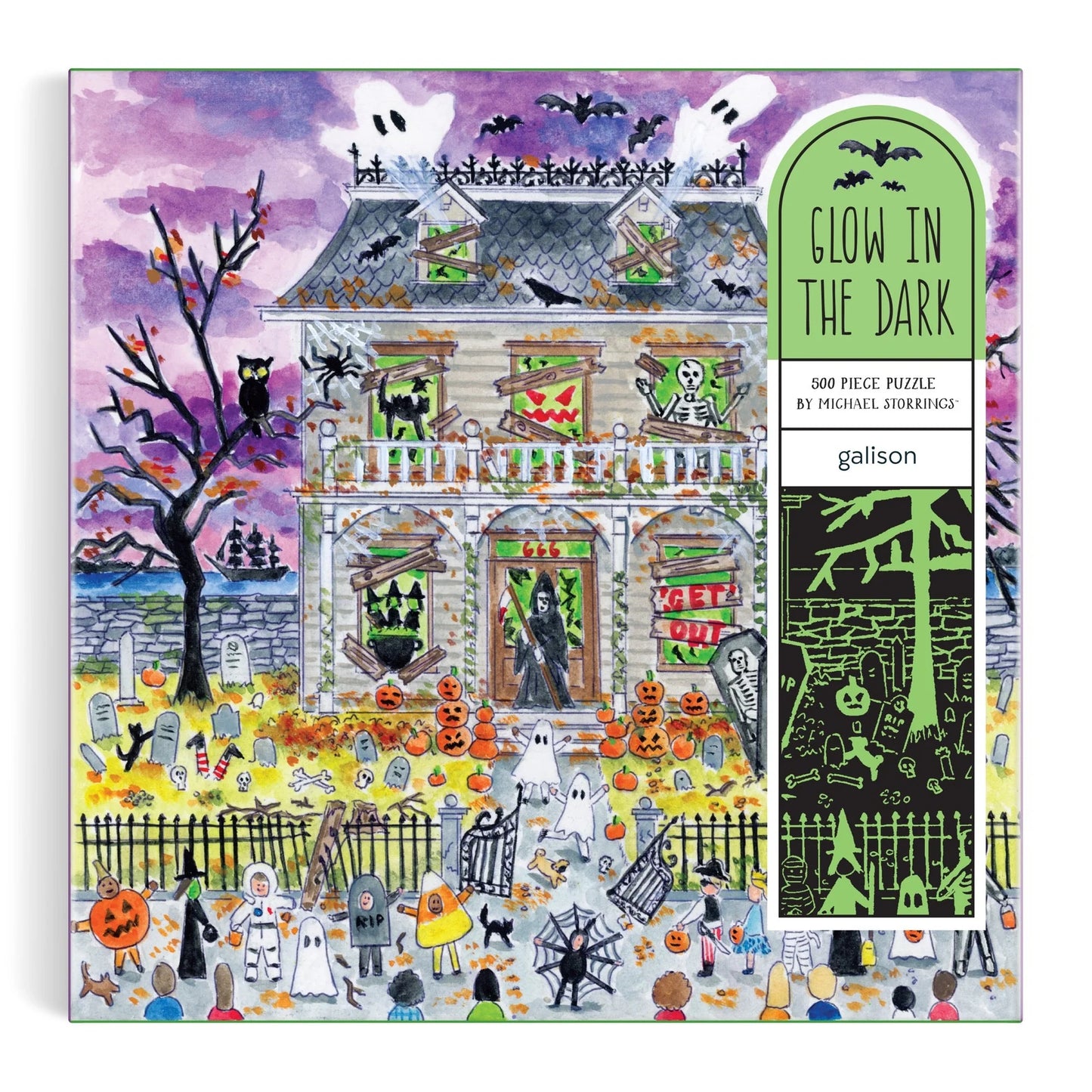 Micheal Storrings Haunted House 500 Piece Glow In The Dark Puzzle