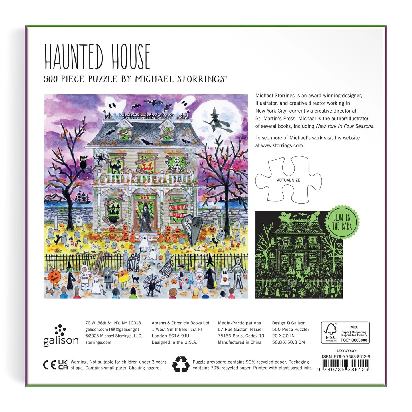 Micheal Storrings Haunted House 500 Piece Glow In The Dark Puzzle