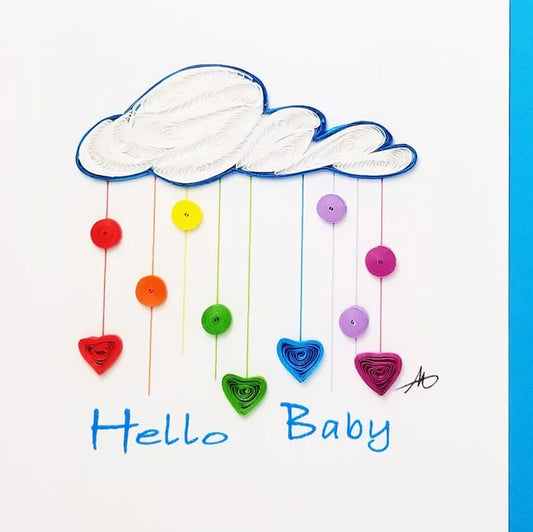 4x4 Quilled Greeting Card - Raining Cloud