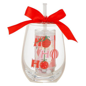 Wineglass & Popper Gift Set - Ho Ho Ho