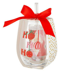 Wineglass & Popper Gift Set - Ho Ho Ho