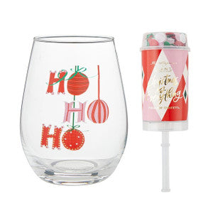 Wineglass & Popper Gift Set - Ho Ho Ho