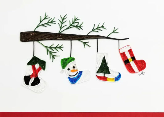 5x7 Quilled Greeting Card - Holiday Stockings