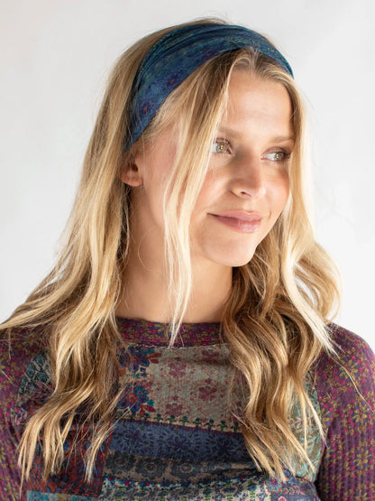 Half Boho Bandeau Headband - Indigo Patchwork